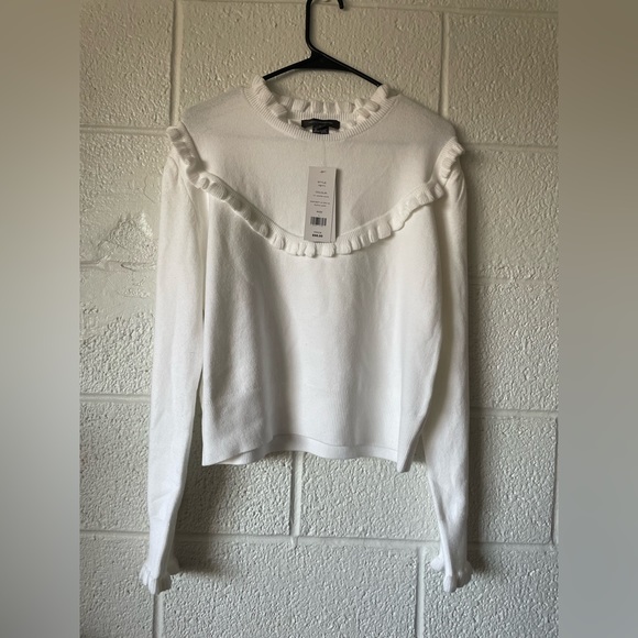 French Connection Sweaters - French Connection Babysoft Ruffle Sweater in Winter White